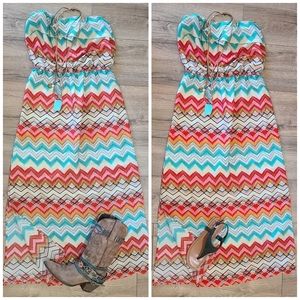 Gently Worn- SPEED CONTROL NY - Aztec print strapless maxi dress- Size Small